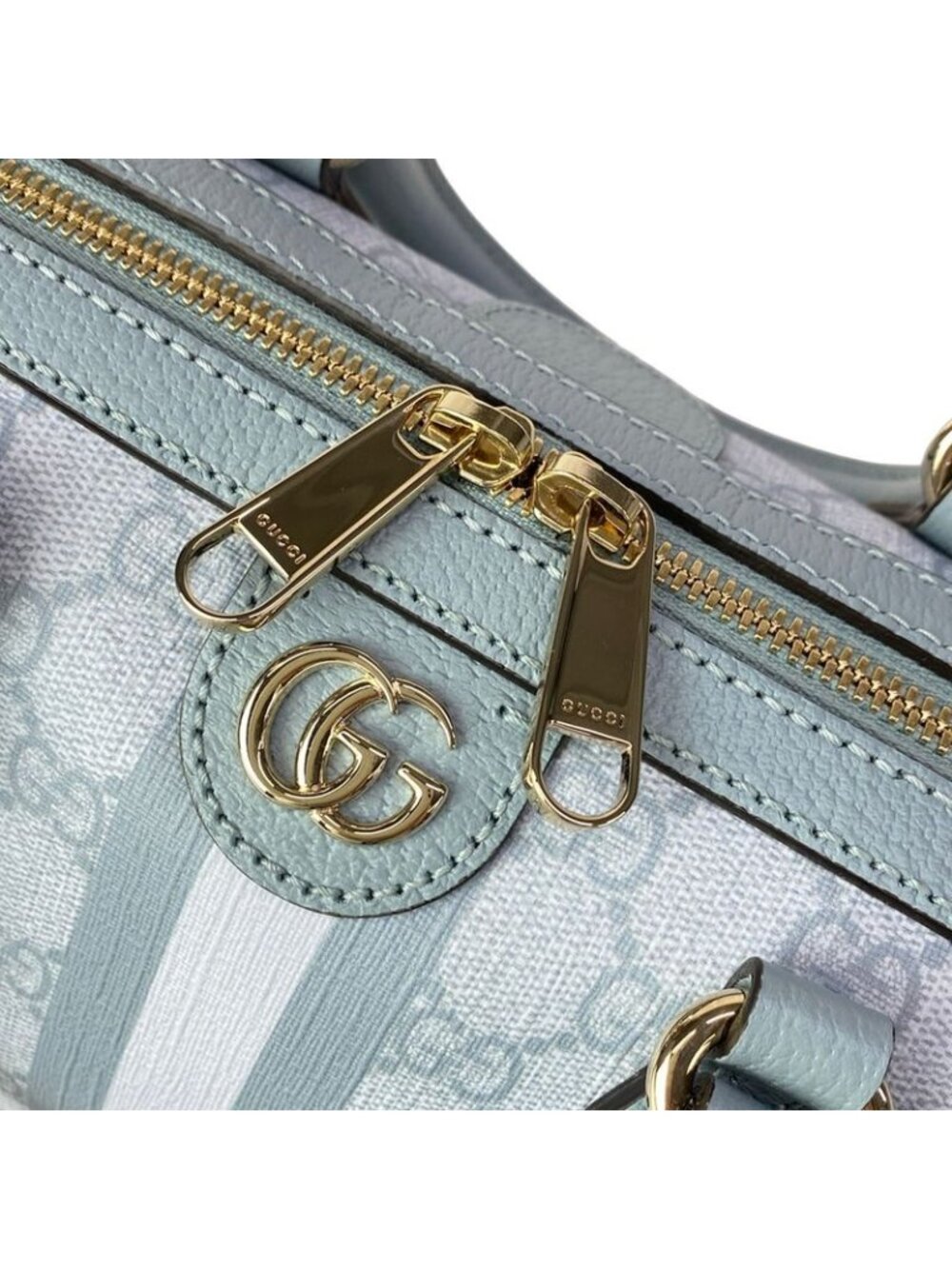 ★SOLD★ Gucci Handbag GG Supreme Ophidia Light Blue Mini Boston Leather - Picture 12 of 15